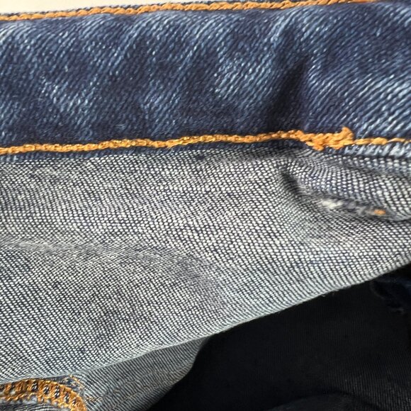 Zara Jeans Women 32 x 25* High Rise Boot Cut Crop Dark Blue Raw Hem Denim Tag 12 - Picture 8 of 16